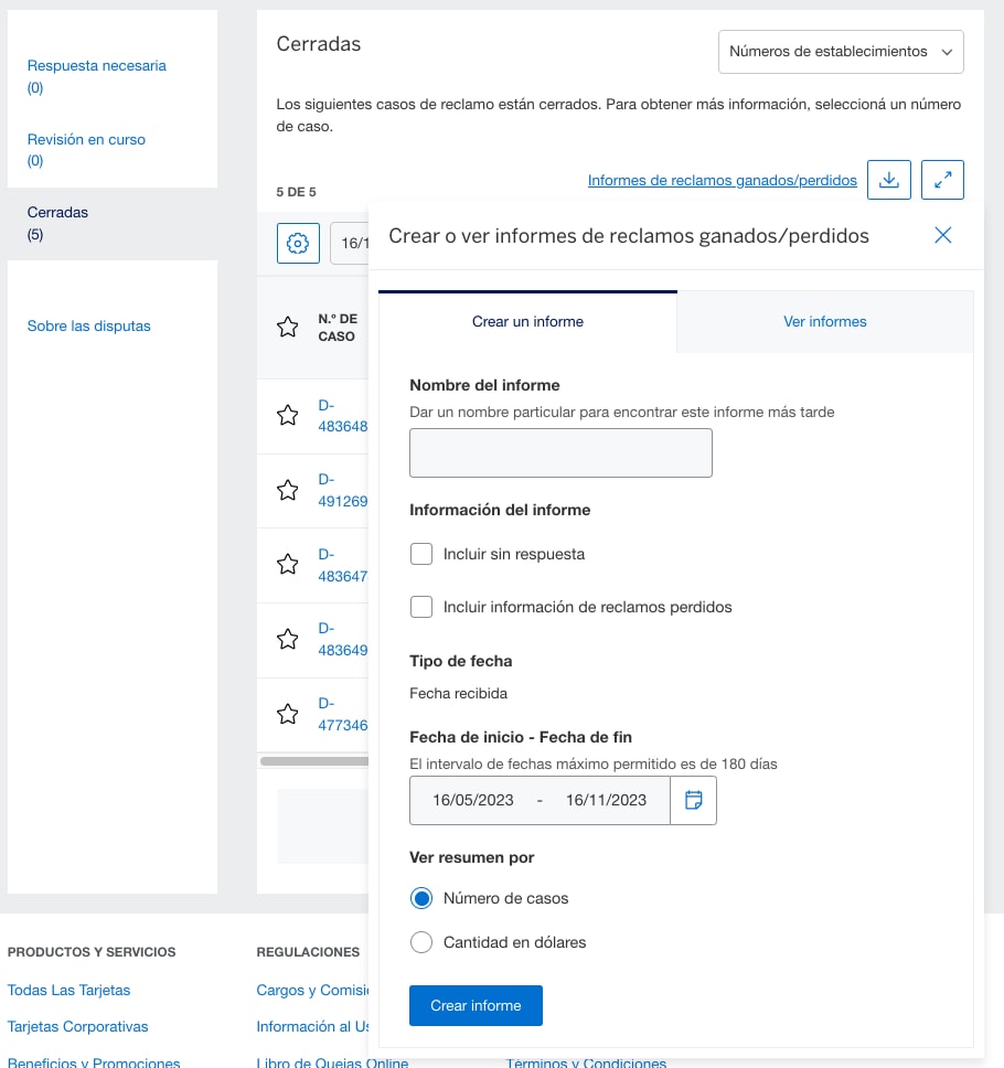 Screenshot of Win/Loss report
