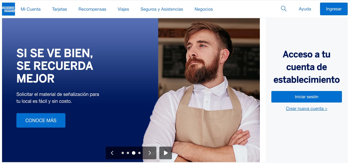 Screenshot of Merchant Homepage login button