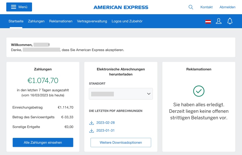 Screenshot of Account Summary Page (Dashboard)