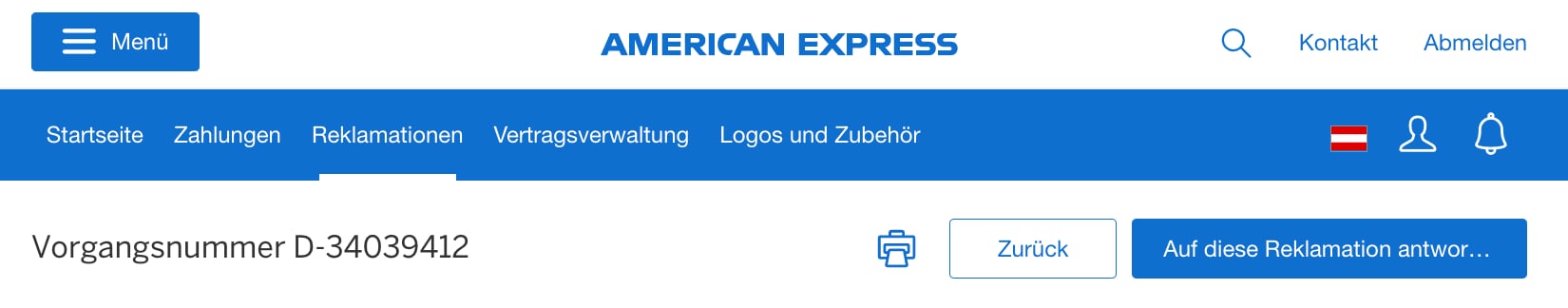 Screenshot of case-level options to print, go back, or respond to the dispute