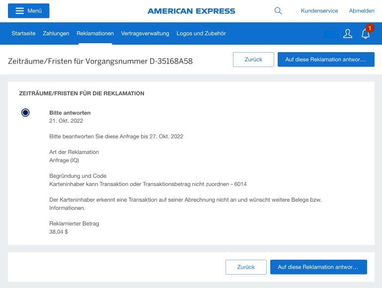 Screenshot of the respond to this dispute button