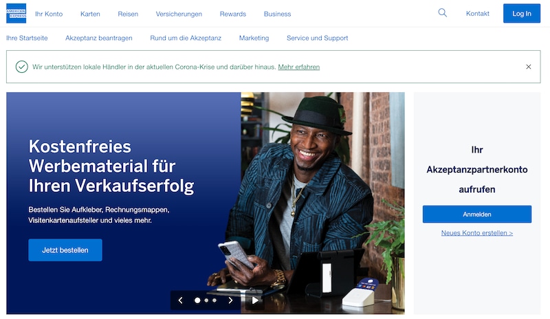 Screenshot of Merchant Homepage