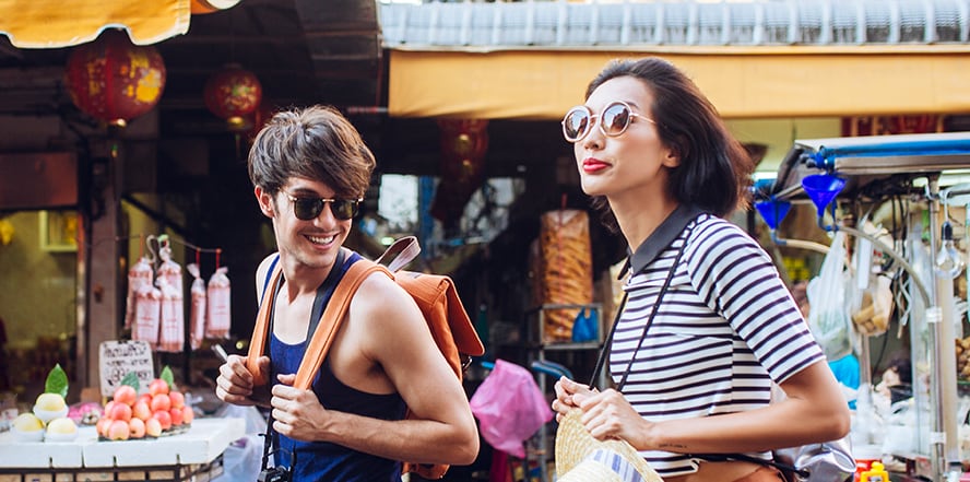 Man checking the price of a box