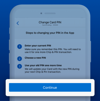 Screen print of step to change PIN in app