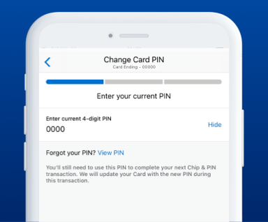 Screen print of step to change PIN in app