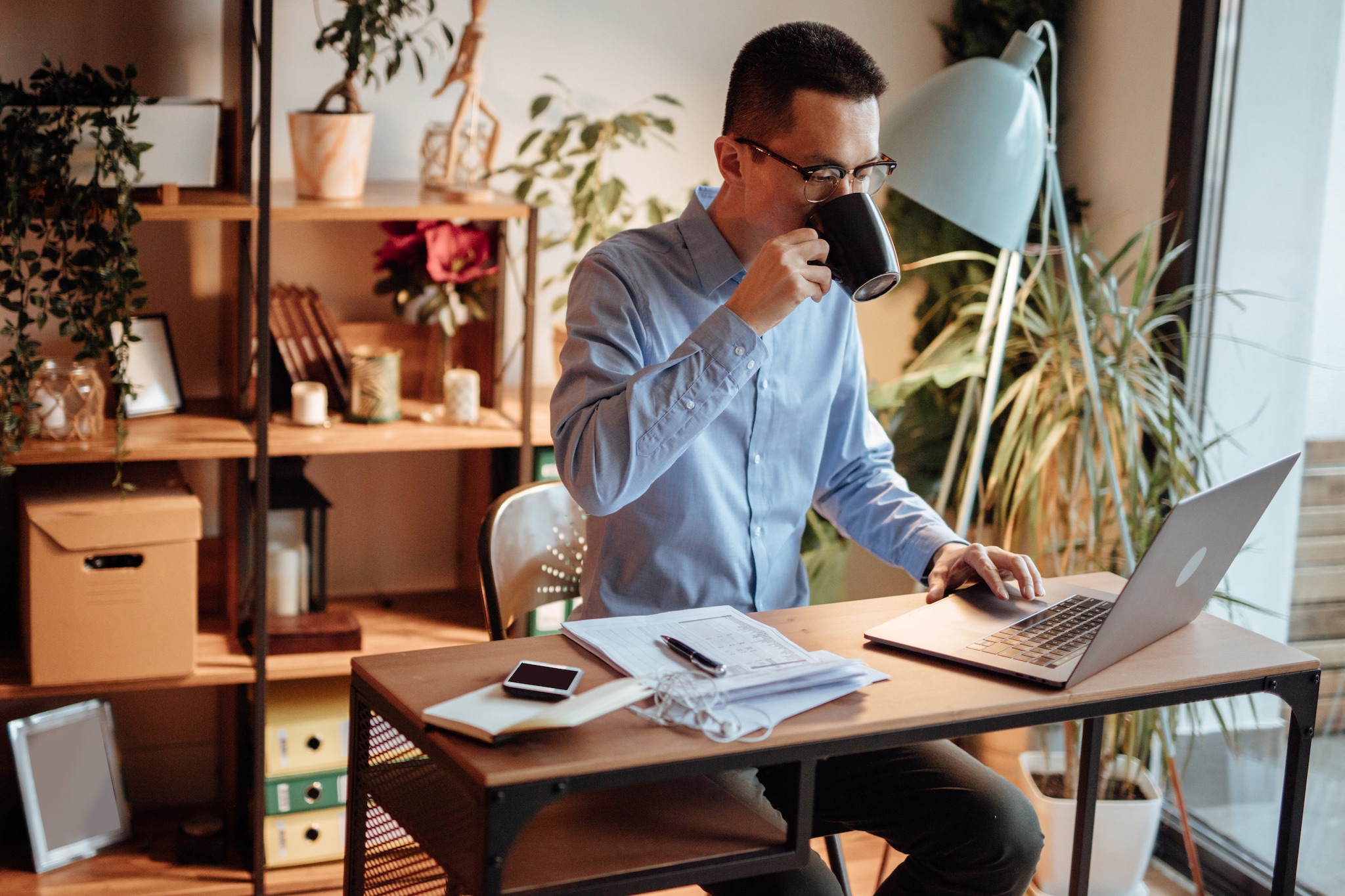 A man working with laptop