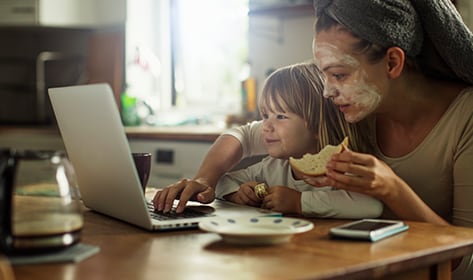 Mother and Son on Laptop