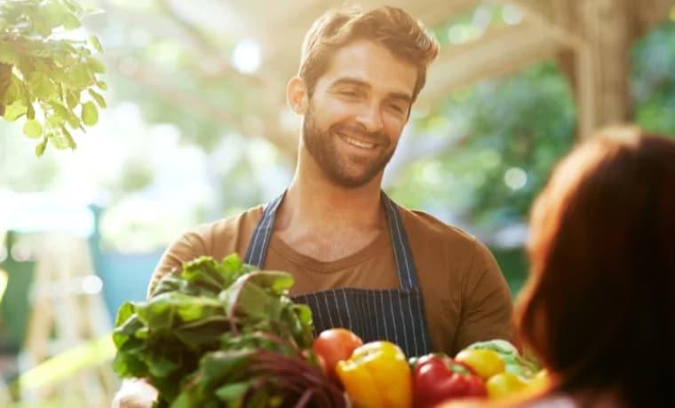 Small business owner selling fresh produce