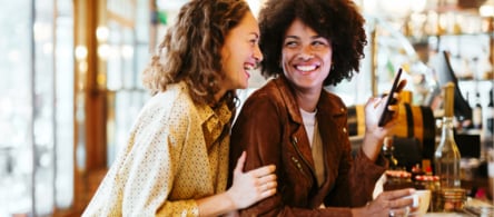 Two people dining out.