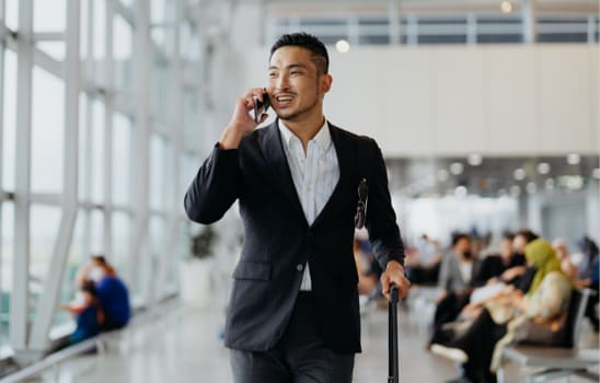 Individual walking through airport