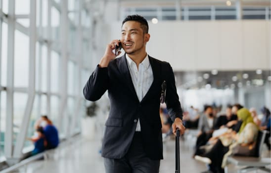 Individual walking through airport