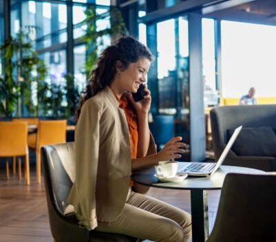 Individual on business call