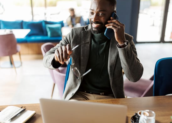 Individual on business call