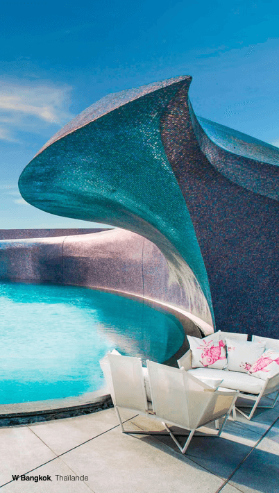 Hotel pool and lounge area.