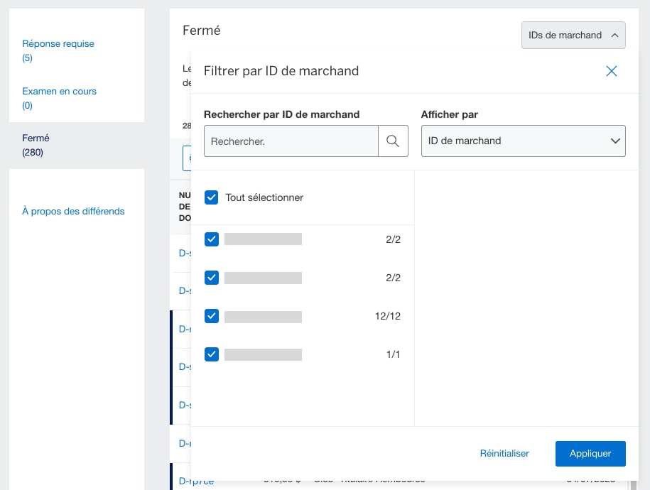 Screenshot of filtering closed disputes by location