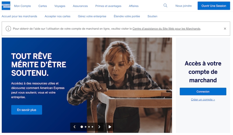 Screenshot of Merchant Homepage login button