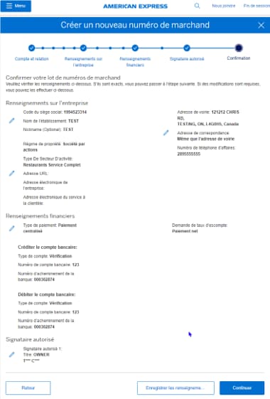 Screenshot of verifying Headquarter information if the Headquarter remains the authorized signer