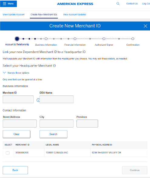 Screenshot of options to narrow down