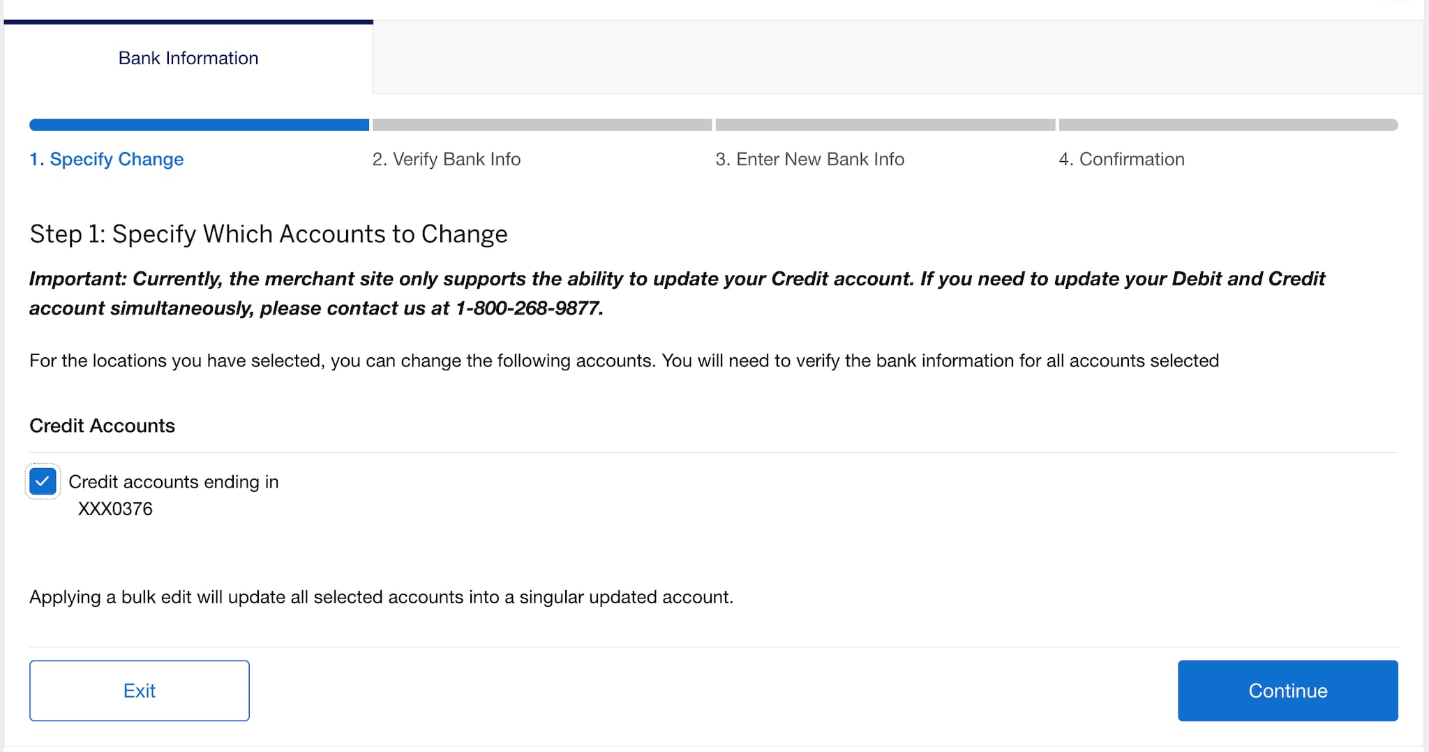 Screenshot of Step 1 options