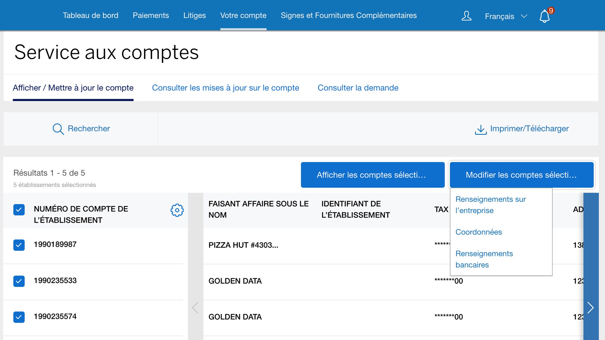 Screenshot of the "Edit Selected" dropdown