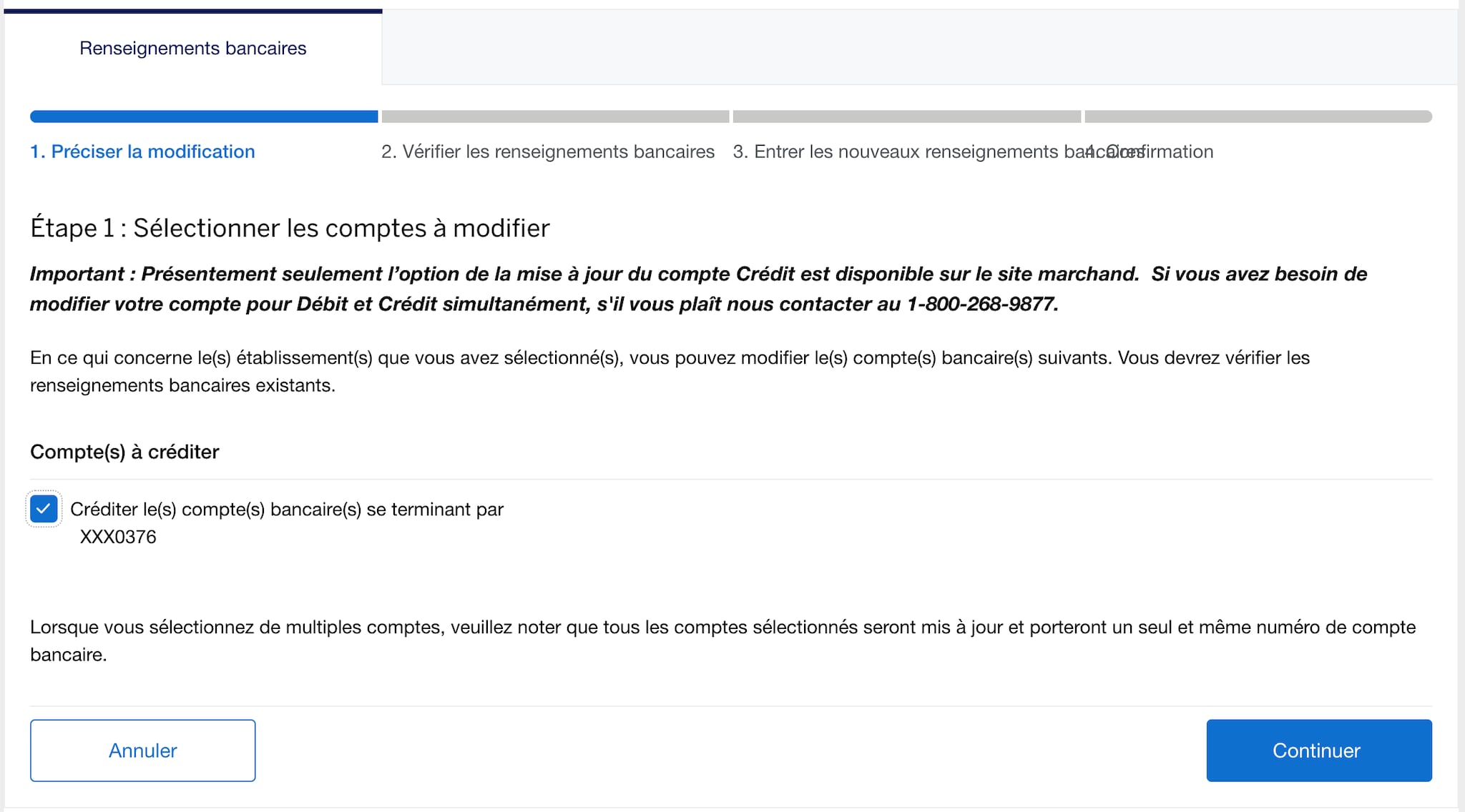 Screenshot of Step 1 options