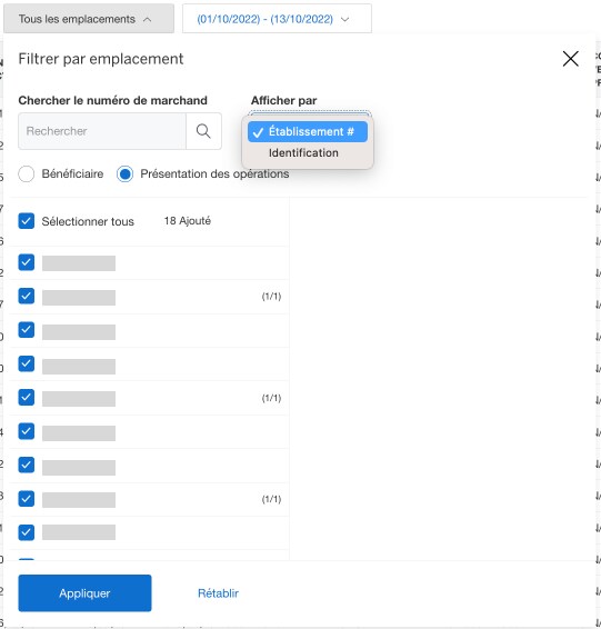 Screenshot of filtering by location