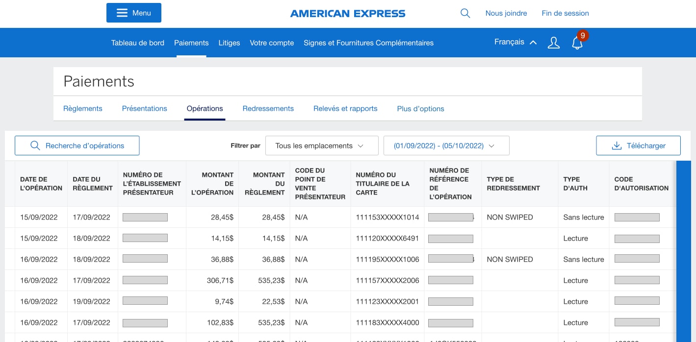 Screenshots of all transactions