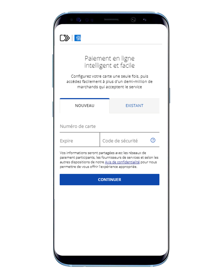 Sélectionnez « Nouvel utilisateur » et saisissez les renseignements sur votre Carte.