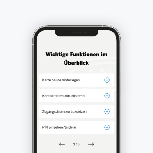 Abbildung der wichtigen Funktionen im Information Center