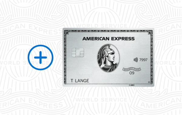 American Express private Zusatzkarte mit Plus-Symbol, auf weißem, strukturierten Hintergrund.