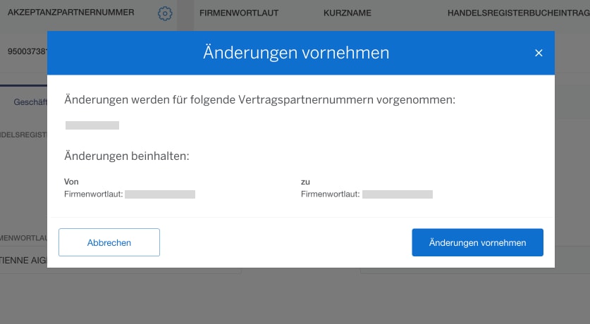 Screenshot of pop-up to confirm changes
