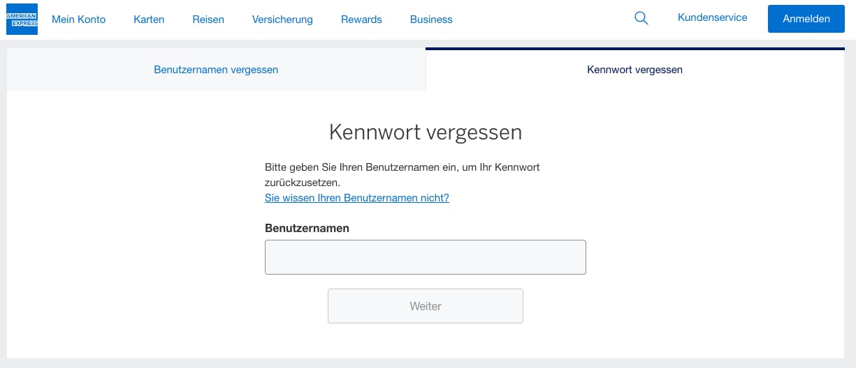Screenshot of Forgot Password screen