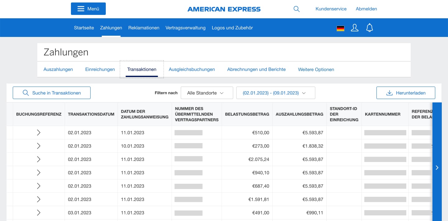 Screenshots of all transactions