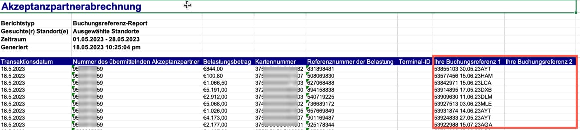 Screenshot of the booking reference data file