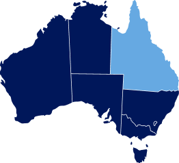 Map of Australia highlighting Queensland
