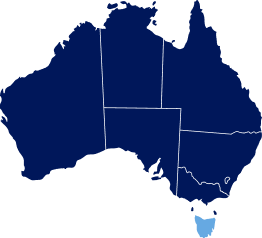 Map of Australia highlighting Tasmania