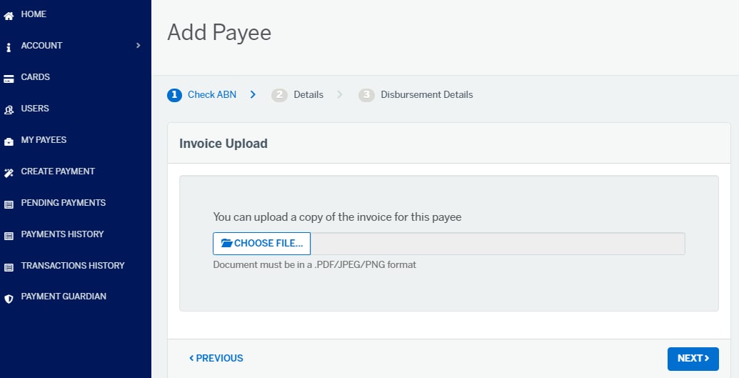 Steps to enter payee details by adding the payees - personal and bank details.