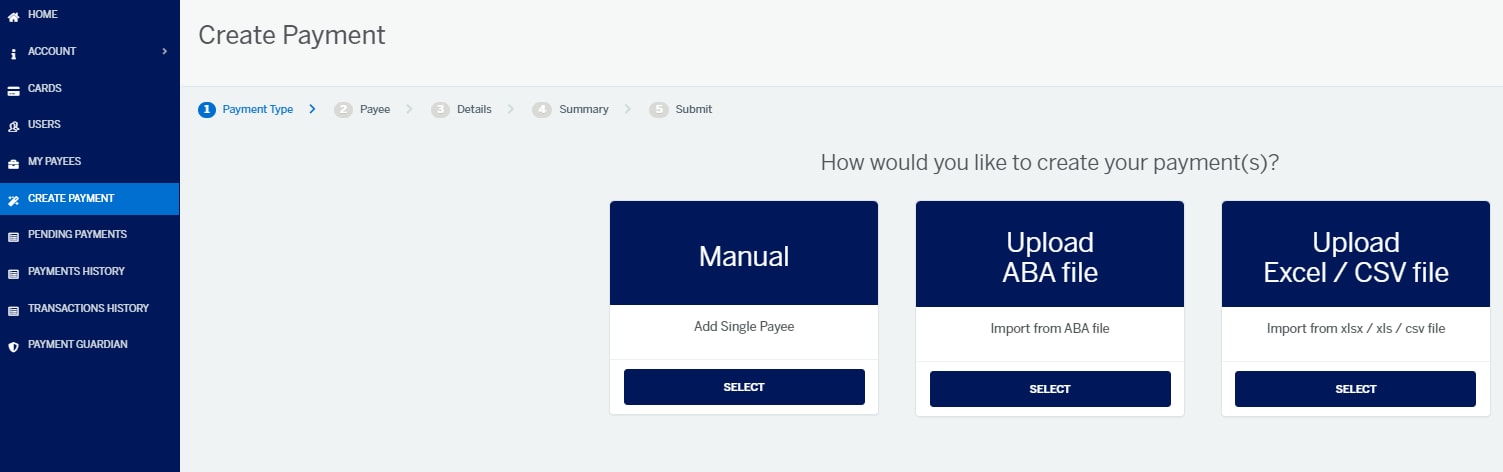 Steps to enter payee details by adding the payees - personal and bank details.