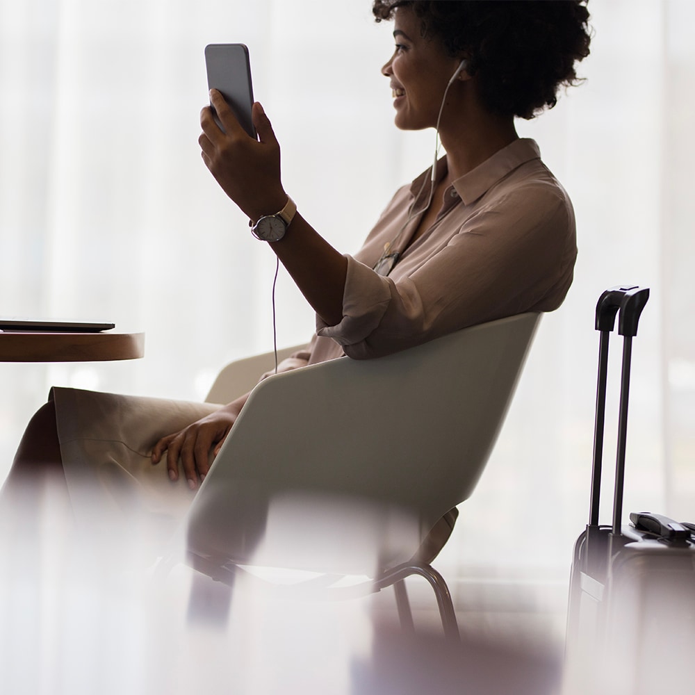 Couple laughing in movie theatre