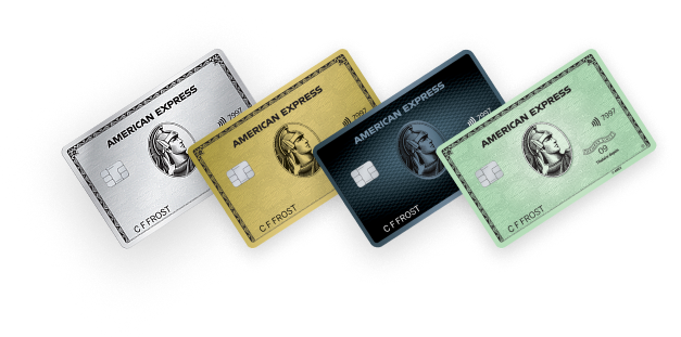 Card stack of American Express® cards
