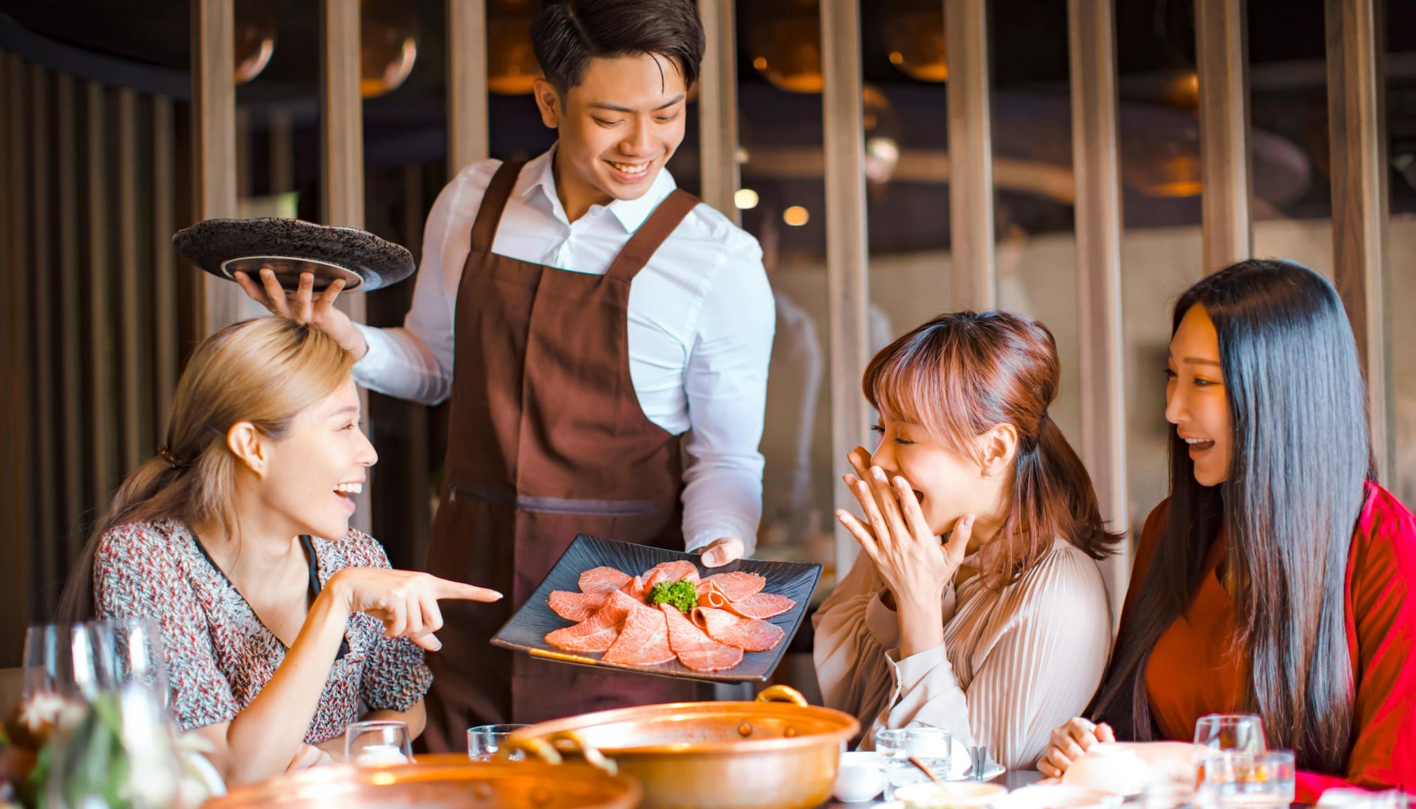 Friends dining at a restaurant