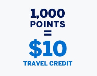 1,000 points = $10 travel credit