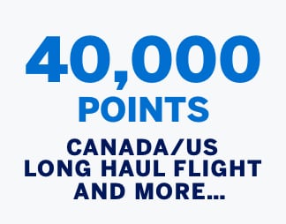 40,000 points Canada/US long haul flight and more…