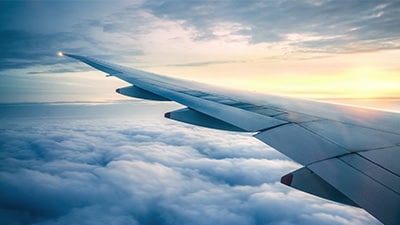 Airplane wing view