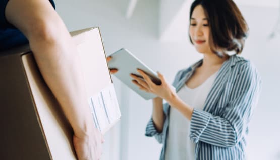 Woman on a tablet device