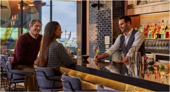 A group of people at an airport lounge