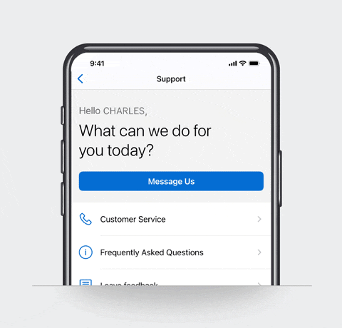 GIF of Amex App showing Mobile Messaging feature
