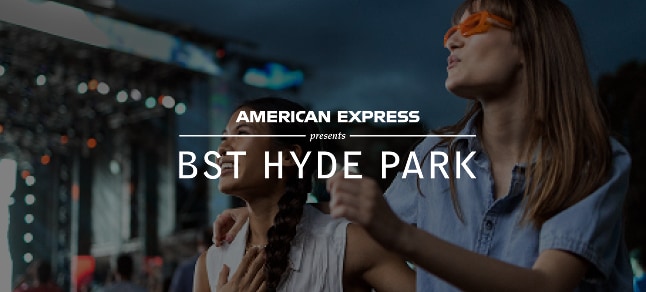 BST Hyde Park Logo over Cardmembers enjoying a festival
