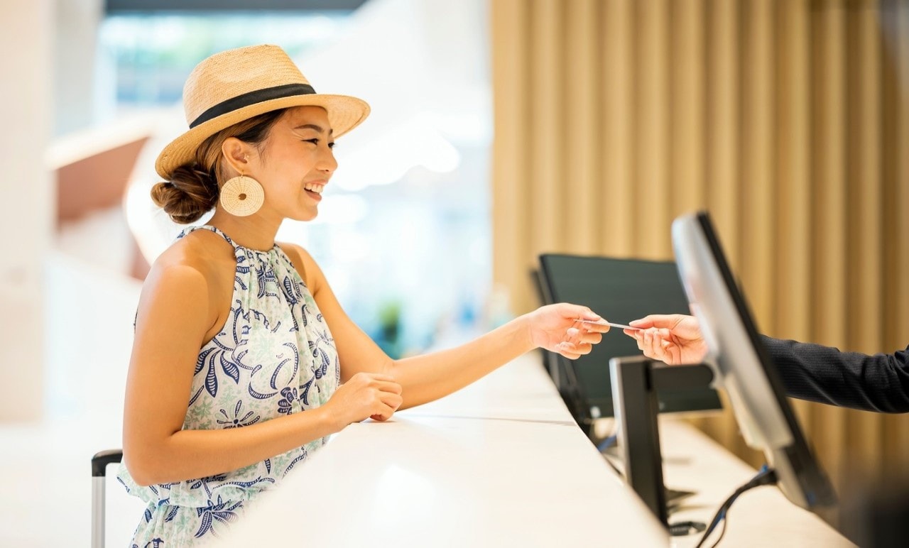 Checking into airport lounge