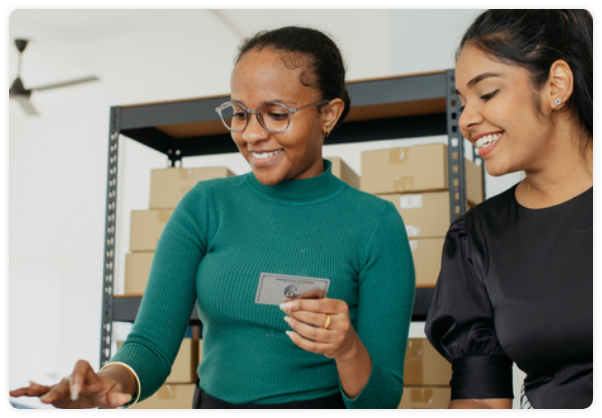 Woman using credit card